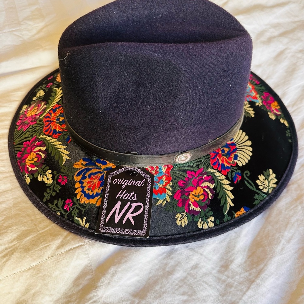 NR Original Hats Black Floral Embroidered Hat